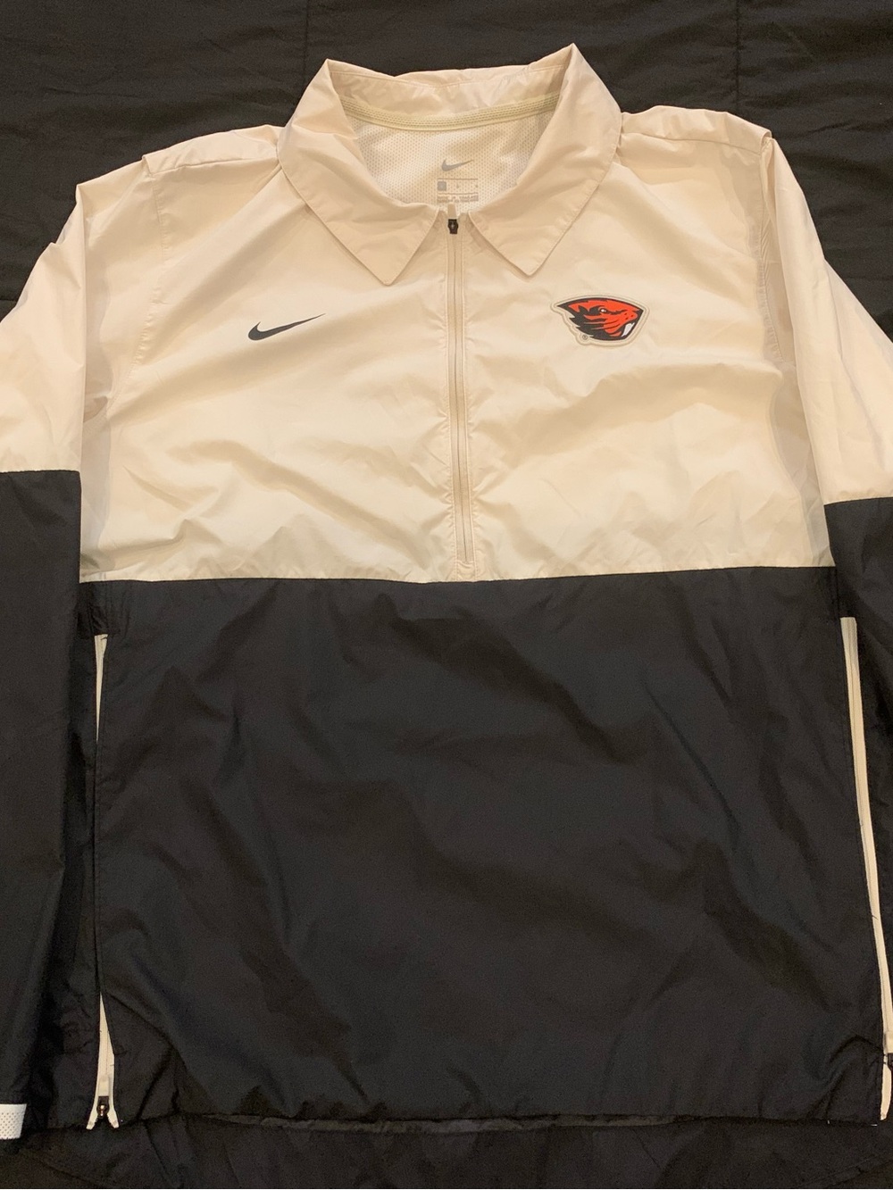 Nike White and Black Pullover Windbreaker with Orange Team Crest